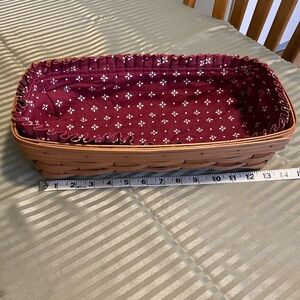 Longaberger Woven Basket with Burgundy Fabric Liner